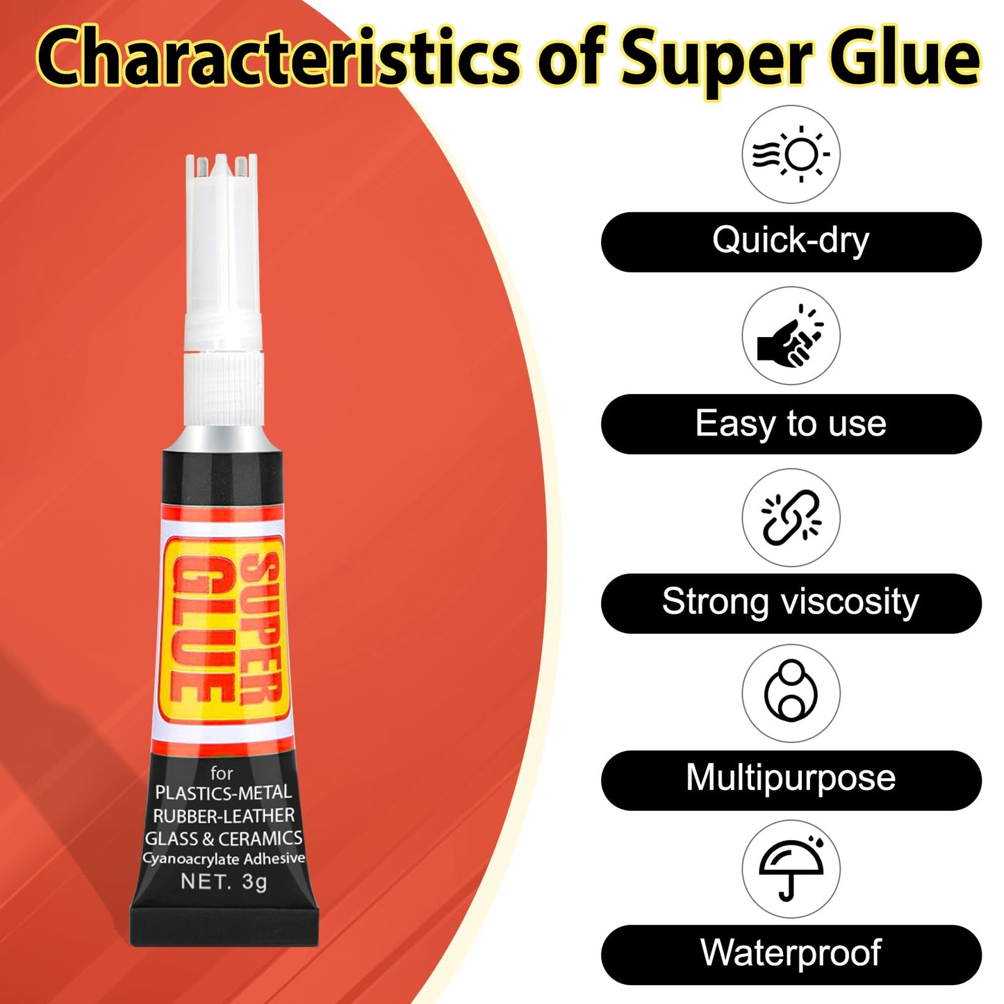 WhizToys Super Glue (12-Pack),Quick-Drying, Clear Liquid Super Glue for Plastic,Metal,Wood, Ceramic,Rubber and More,Strong Bonding Adhesive for Crafts,Repairs,DIY