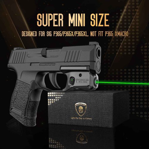 WARRIORLAND Green Laser Sight and Hoster Combo, Fit for Sig Sauer P365 / P365X / P365XL, Green Beam Sight with Power Indicator, Inside Waistband Carry, Right Hand, WLS-103G w/ P365