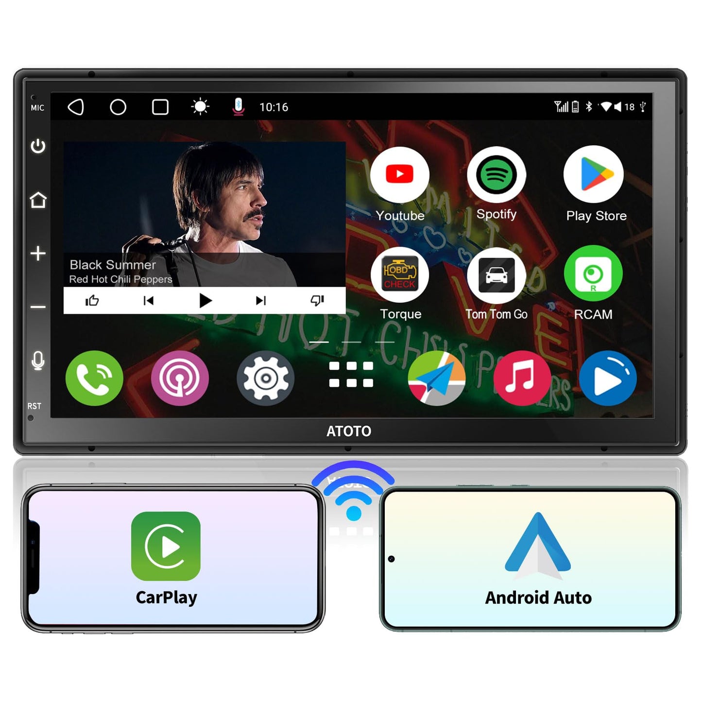 ATOTO A6 PF Android 7" Double DIN Car Stereo, 8-core 2+32GB, Wireless CarPlay & Android Auto QLED Touch Screen, WiFi/BT/USB, AI Chat&GPS Tracking, Dual Bluetooth, DSP/FM/SWC/LRV, MirrorLink,A6G2B7PF