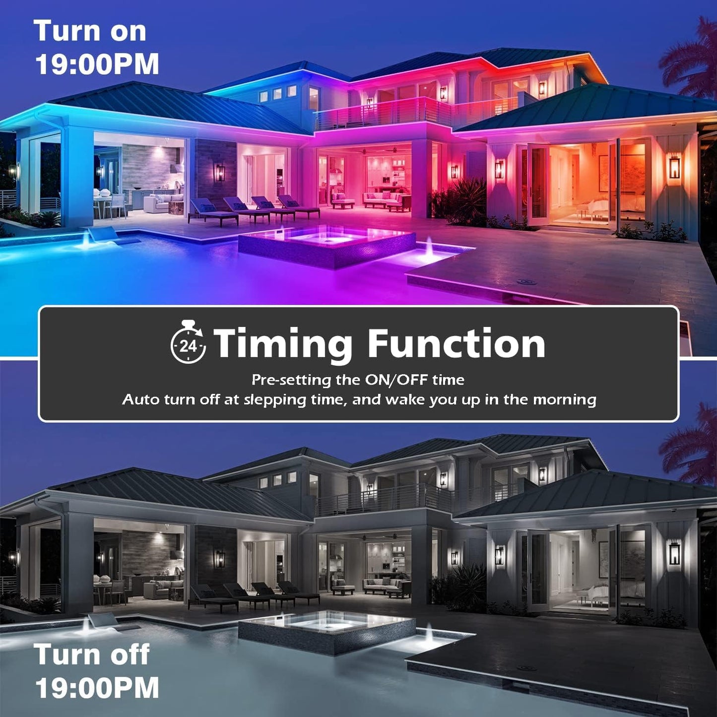 Outdoor LED Strip Lights Waterproof,Music Sync RGB IP68 Outside Led Light Strips Waterproofs with App and Remote,Exterior Led Rope Lights Waterproof for Deck,Balcony,Roof,Garden,Pool (50FT)