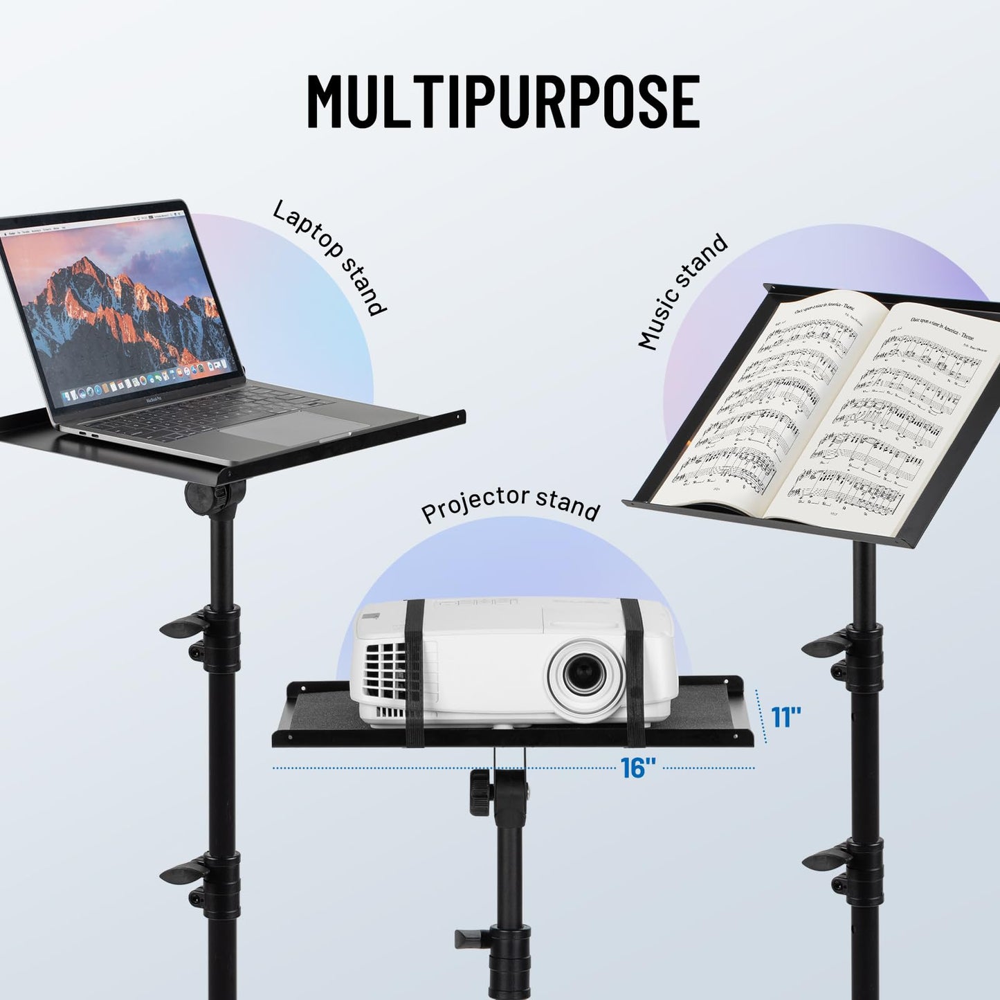 CAHAYA Projector Stand Tripod Adjustable - Stable for Tablets & Phones & Book Height 26" to 51.5" Multifunctional Laptop DJ Rack Stand Portable for Outdoor Movies CPS0331