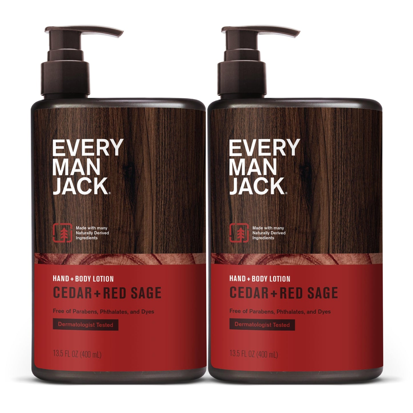Every Man Jack Mens Cedar+ Red Sage Hand & Body Lotion for All Skin Types - Dermatologist Tested & Hypoallergenic - Nourish Skin