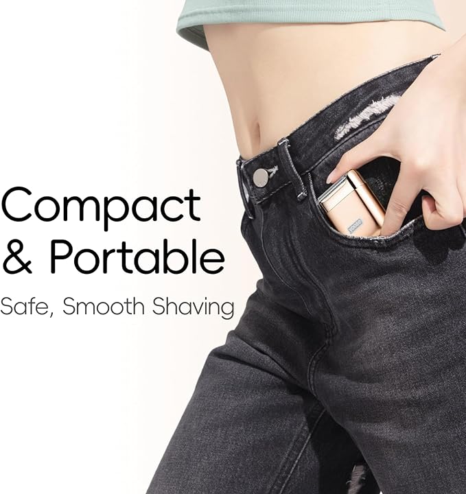 yoose Electric Razors for Women, IPX7 Alloy Body Bikini Trimmer for Women (USB-C, Trimmer Comb, Multi Shaving Modes), Portable Size, Radiant Gold