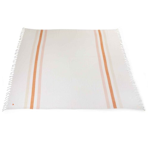 BEACH STATE Oceanside Outdoor Beach Blanket, 100% Cotton Picnic Blanket, 66" x 80" Throw Blanket, Machine Washable, Extra Large, (Sunset Stripe)