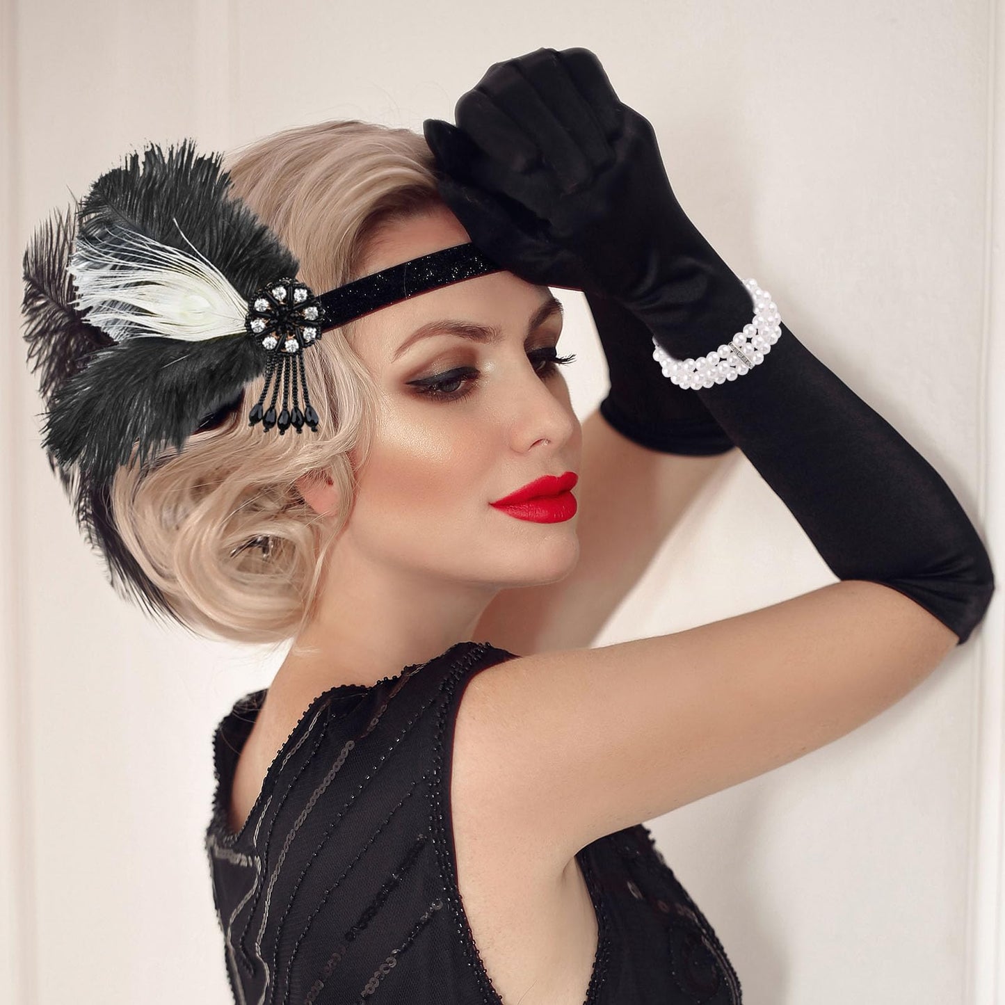 PLULON 8 Pieces 1920s Flapper Accessories Great Gatsby Accessories for Women Roaring 20s Accessories Set for Women