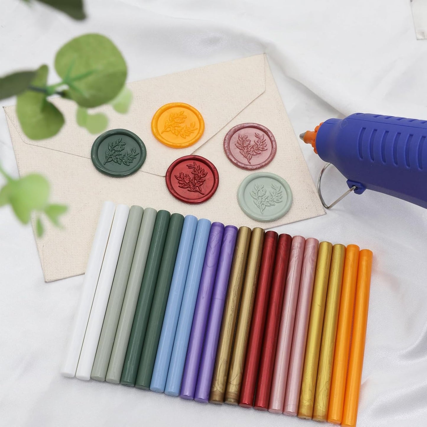52pcs White Wax Sealing Sticks, Andotopee Glue Gun Adhesive Seal Sticks for Stamp Seals, Premium Sealing Wax for Envelope Seals Wedding Invitation Craft Adhesive, Great Gift Ideas (Mini Size)