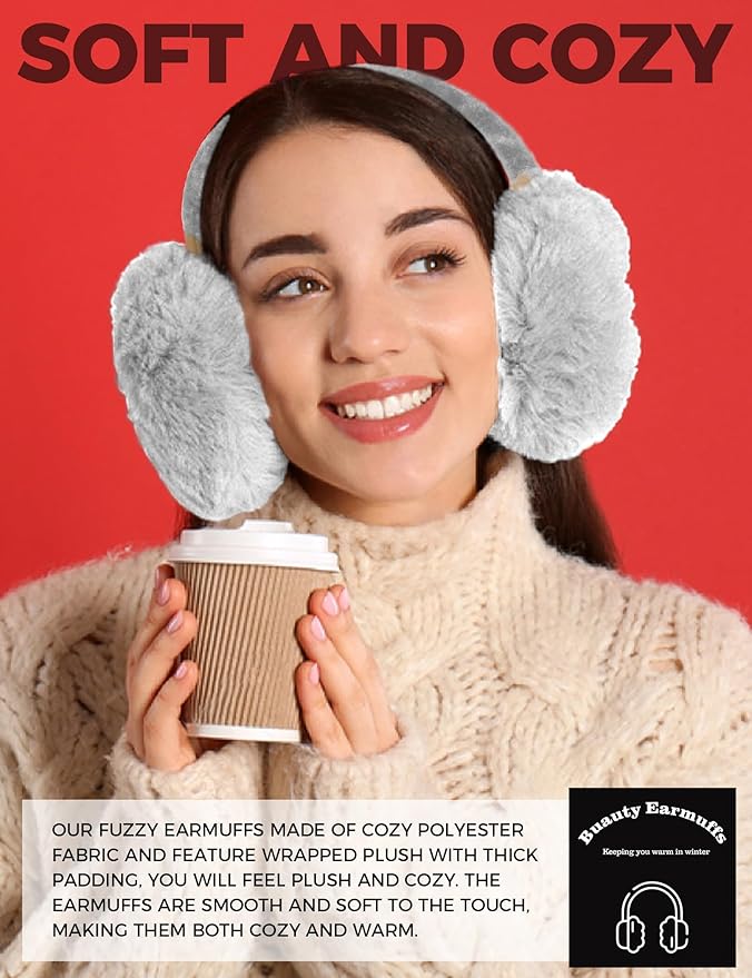 Buauty Ear Muffs Winter Women Men Soft Earmuffs Cute Ear Covers Cold Weather Fluffy Ear Warmers Headband Winter Accessories