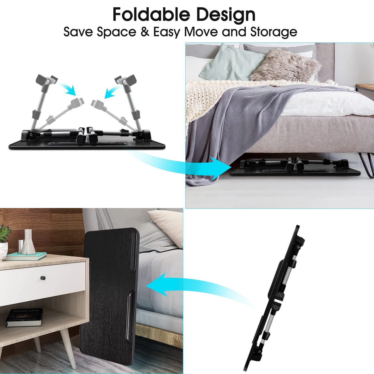 AirOpen Laptop Desk for Bed, Adjustable Height and Angle, Lap Desk with Tablet Stand and Drawer, Fits Laptop up to 17.3", Stand for Bed, Couch, Floor (23.6" x 13.4", Black)