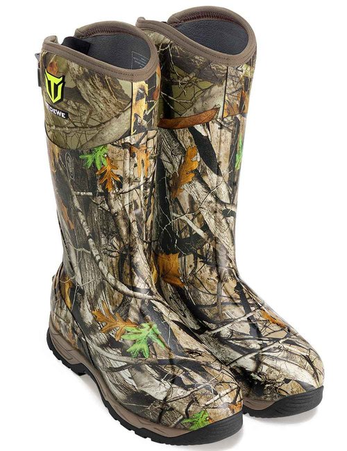 TIDEWE Rubber Hunting Boots, Waterproof Insulated Next Camo G2 Warm Rubber Boots with 7mm Neoprene, Sturdy Outdoor Hunting Boots for Men (Size 6)