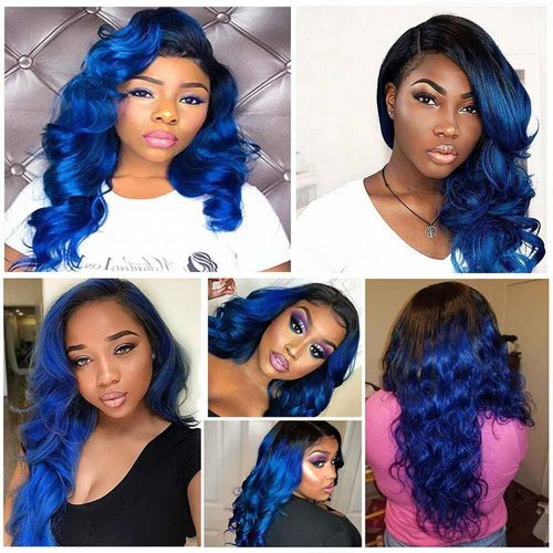 Habiliana Bundles Human Hair 20 22 24 Inch Body Wave T1B Blue Human Hair Bundles 11A Unprocessed Brazilian Virgin Quick Weave Hair Extensions for Black Women
