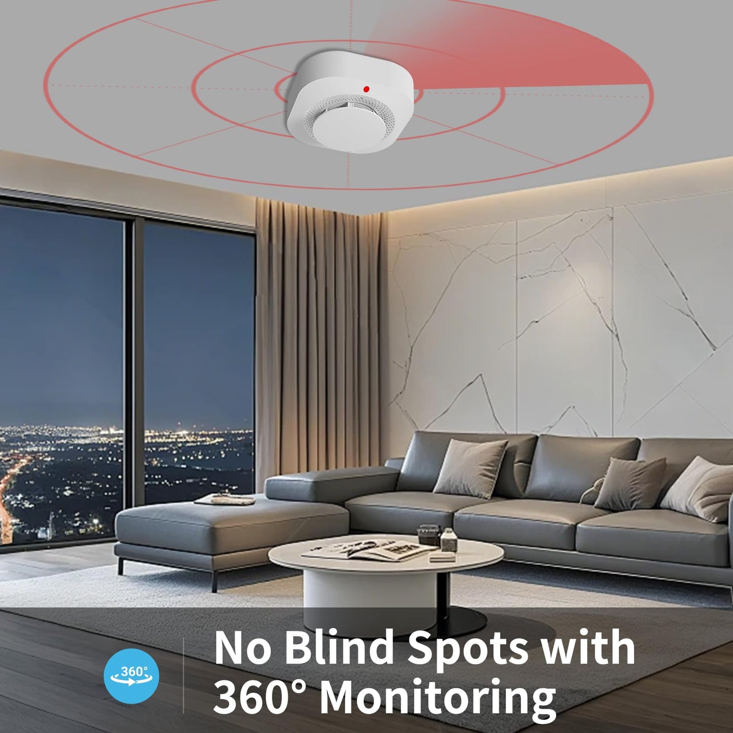 WARROXIDE WiFi Smoke Detectors for Home,Photoelectric Wireless Fire Alarms Replaceable Battery Powered,Portable Smoke Alarm with Test/Mute Button,Attic Smoke Detector,1 PCS(Battery Not Included)