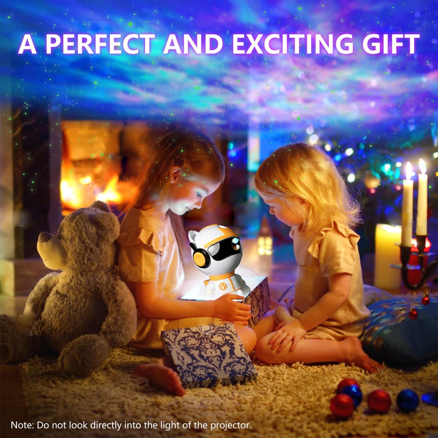Galaxy Projector for Bedroom, Robot Cat Night Light with Remote Control, Adjustable Star Projector for Kids & Adults, Christmas Birthday Gift, Home Decor, Aesthetic Ceiling Light (White)