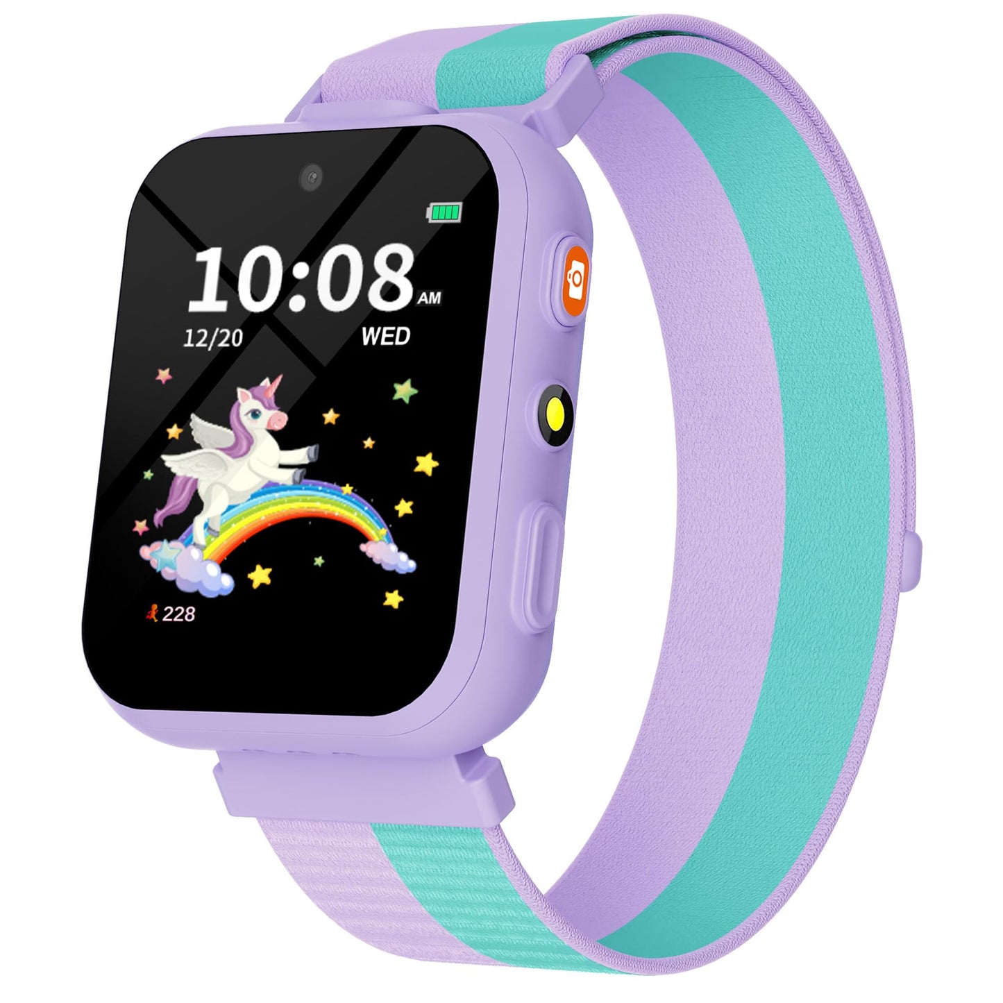 BIGGERFIVE Smart Watch for Kids with Dual Cameras, Two Straps, 30 Puzzle Games, Video & Music Player, Audiobooks, Flashlight, Pedometer, Educational Toys Birthday Gifts for Girls Ages 4-10 Lilac