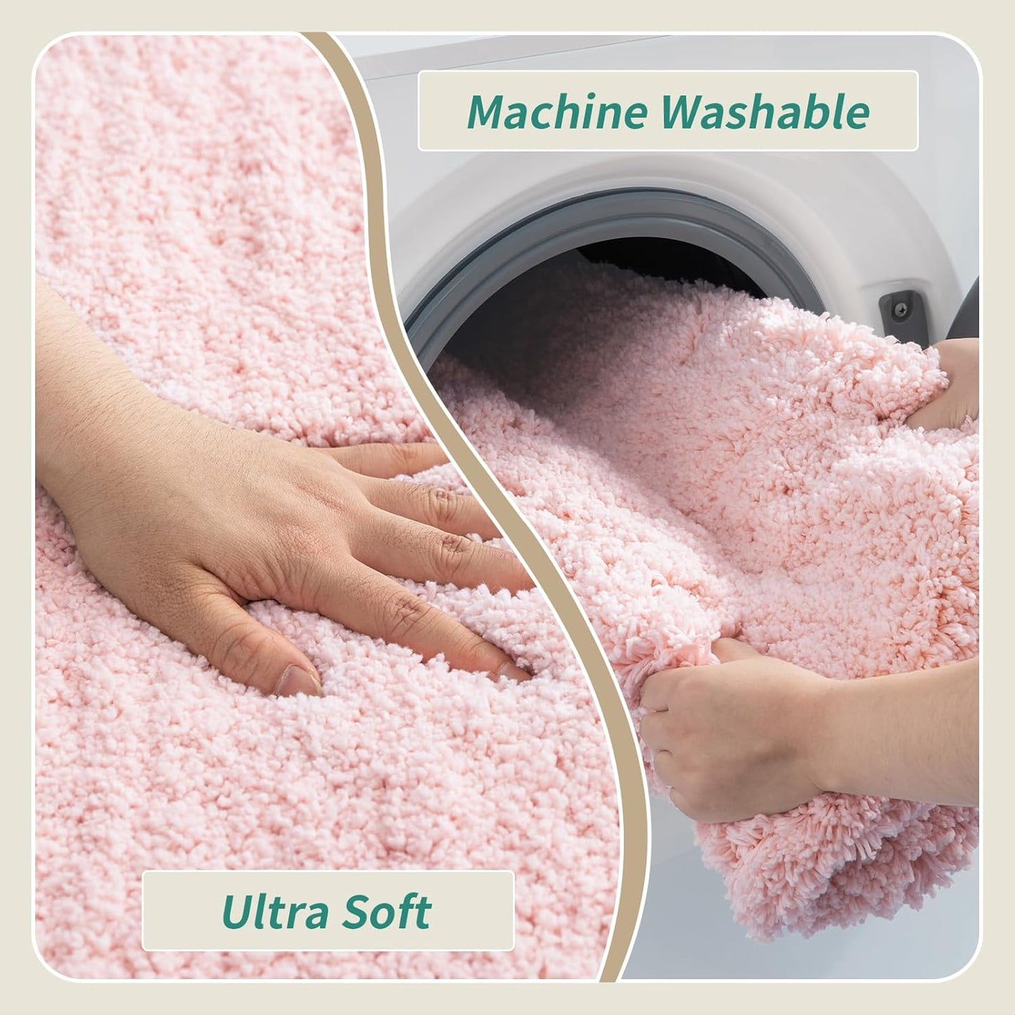 Pink Bathroom Rug 20x32 Non Slip Fluffy Bath Mat for Bathroom Floor Washable Plush Luxury Bath Rug for Tub Soft Shaggy Absorbent Shower Sink Mat
