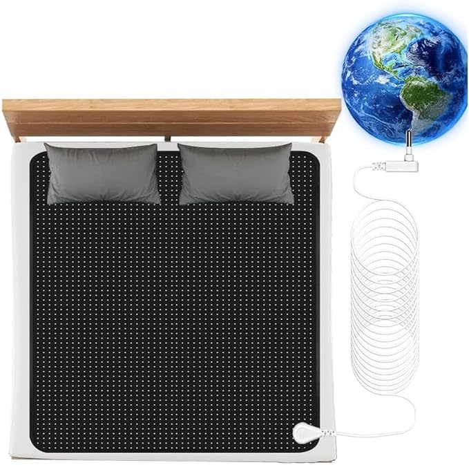 Grounding Mat for Bed Grounding Pad for Better Sleep Energy Wellness Grounding Bed Mat Carbon Fiber and PU with Grounding Cord 54"x78"