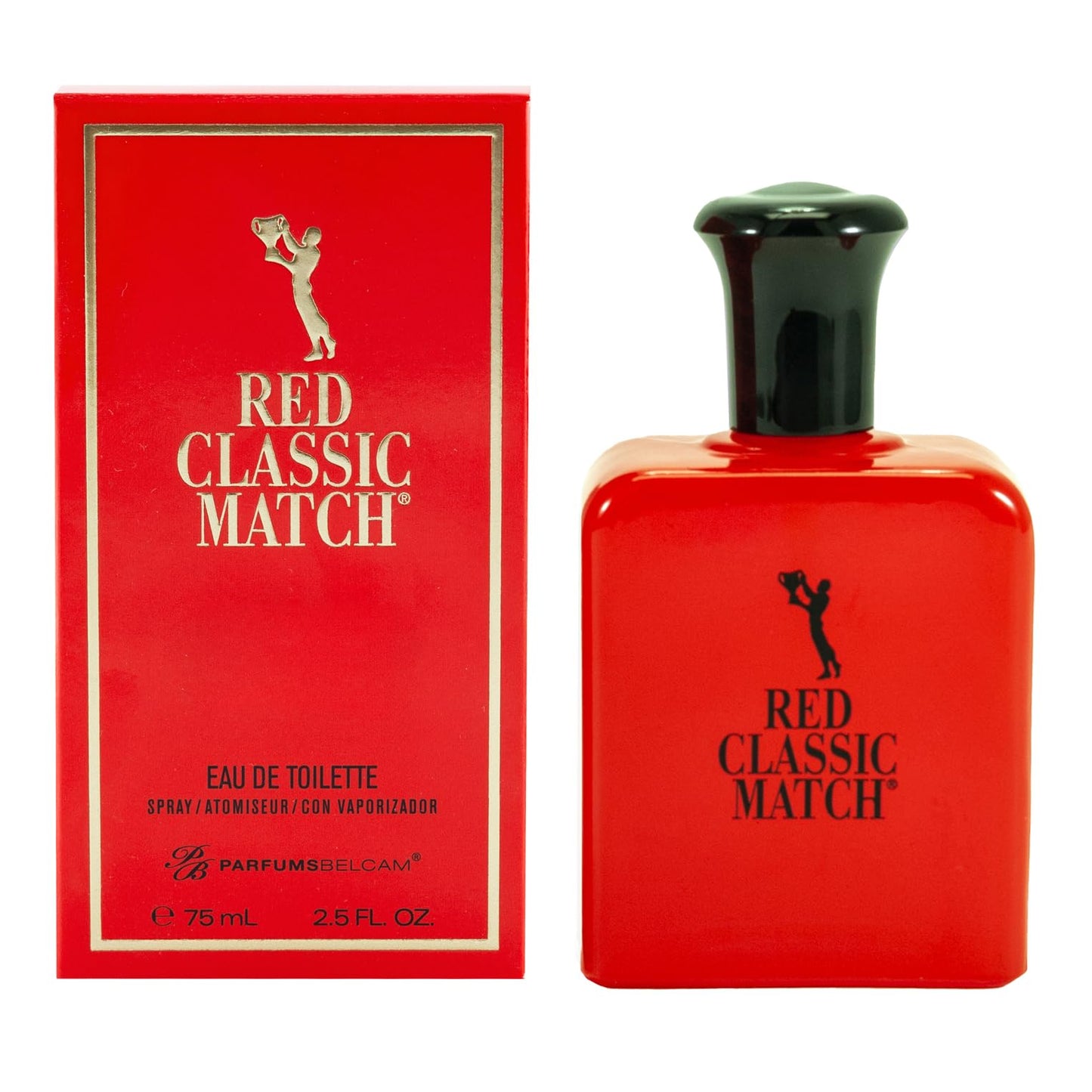 PB ParfumsBelcam Men's 2.54 Fl Oz Red Classic Match Eau de Toilette and 2.5 Fl Oz Blue Classic Match Eau De Toilette Spray Bundle