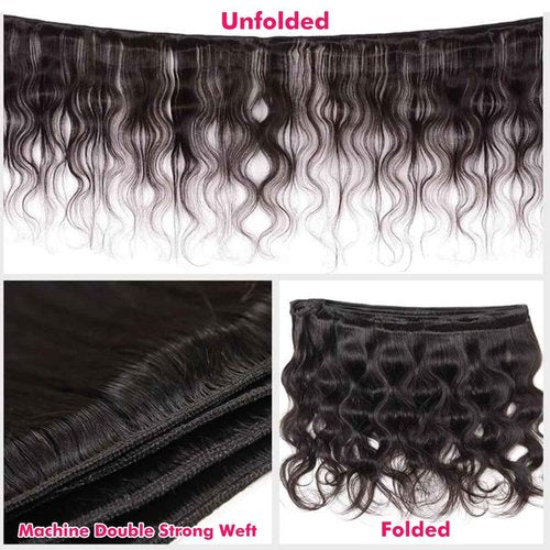Human Hair Bundles Body Wave 18 20 22 24 Inch 100% Unprocessed Brazilian Body Wave 4 Bundles Human Hair Extensions for Women Quick Weave Natural Color