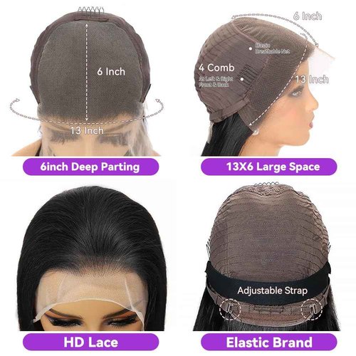 Dochuman 30inch Body Wave Lace Front Wigs Human Hair 13x6 Hd Lace Frontal Wigs Human Hair Pre Plucked Wig For Women Natural Black Wig 180 Density
