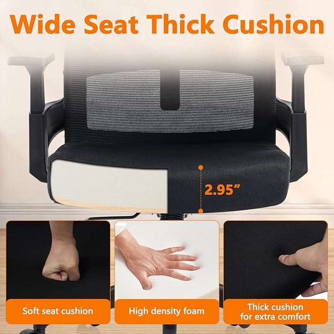 CLATINA 500lbs Big and Tall Office Chair Heavy Duty Mesh Ergonomic Computer Chairs with Adjustable Lumbar Support and Wide Comfy Seat for Home Office Conference Heavy People, Black(8 Pack)