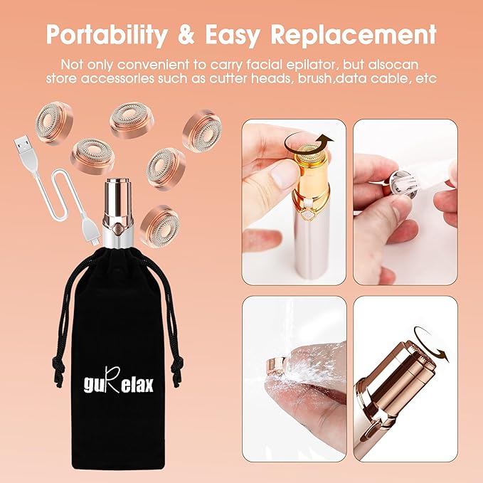 Replacement Heads for Finishing Touch Flawless Gen2, Replacement Blades for Facial Hair Remover Device for Women, 18k Gold Replacement Heads with Flannel Bag(Just fit for Gen2 Device)