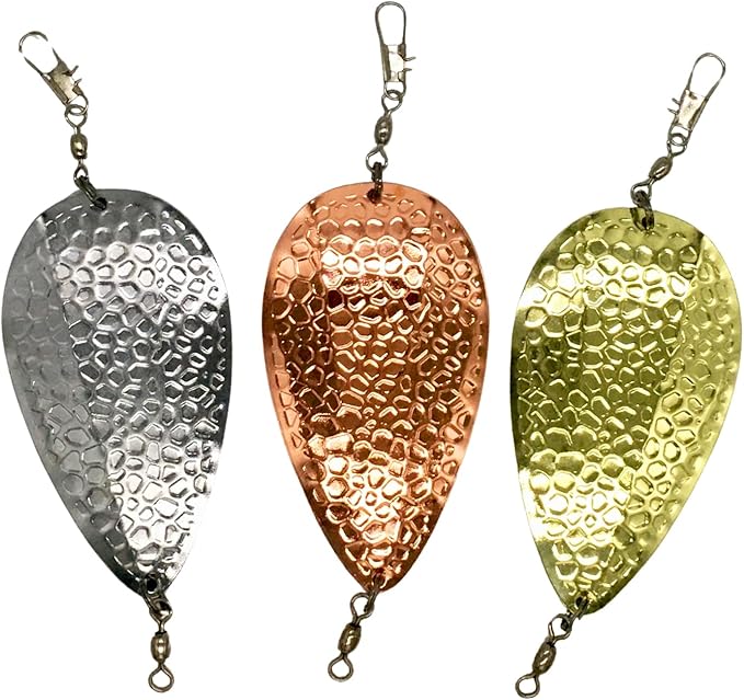 KOKOPROS Kokanee Salmon Dodger Jets 4-Inch 3-Pack & 9-Pack Sets - Copper, Silver & Gold Color Plated Metal - Highly Reflec...