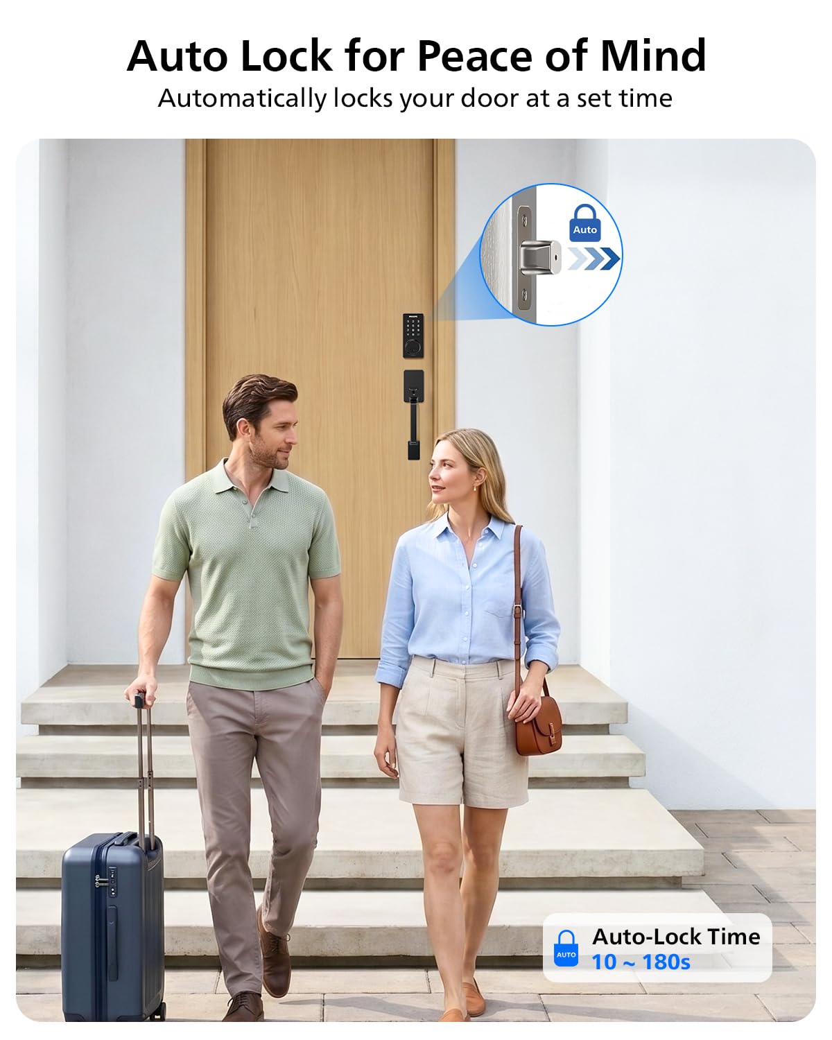 Philips Wi-Fi Smart Lock for Front Door, Keypad Door Lock with Handle, Built-in WiFi App Remote Control, Keypad Deadbolt Auto Lock for Front Door, Supports Alexa & Google, Matte Black