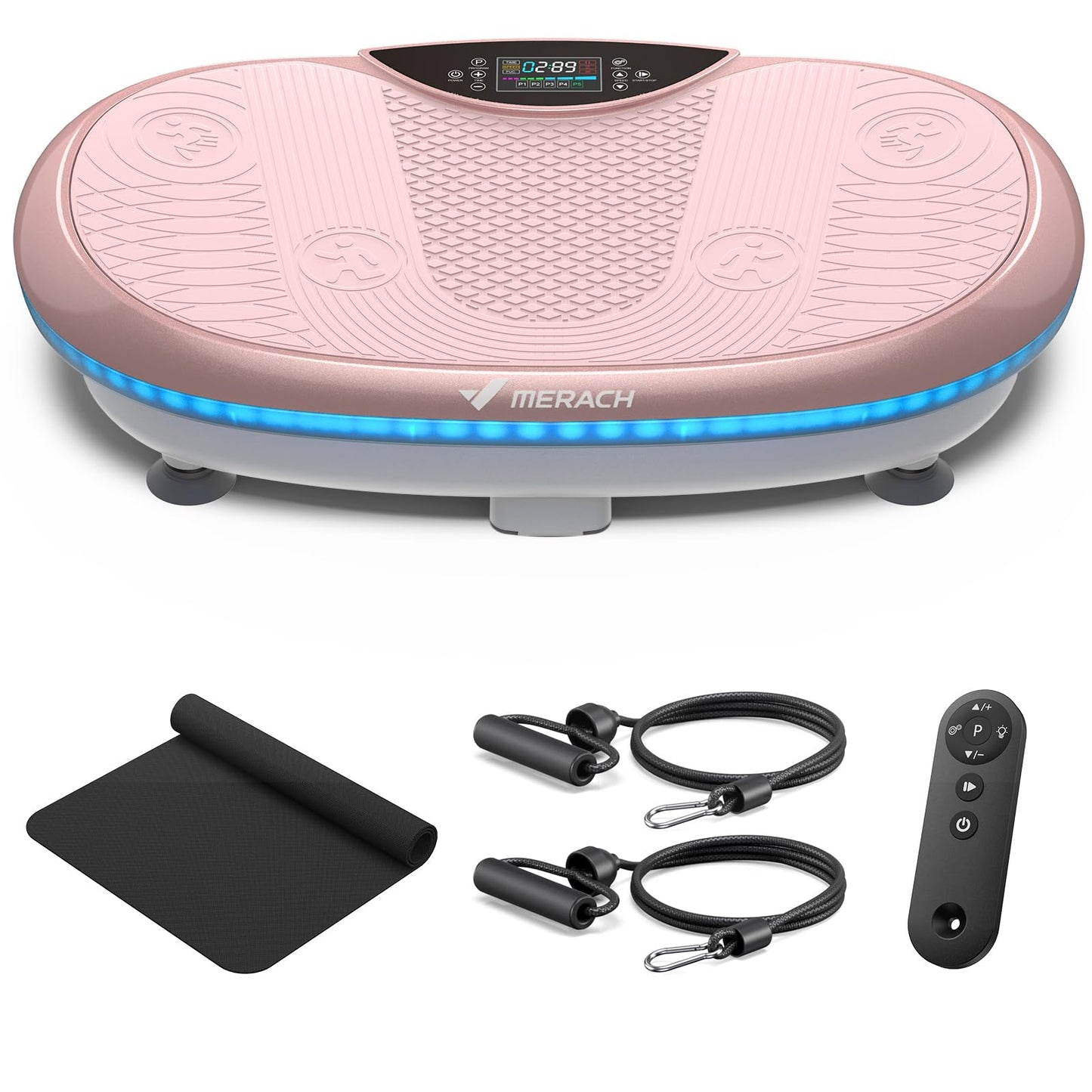 MERACH Vibration Plate Exercise Machine, 4D Whole Body Workout Vibrating Platform for Lymphatic Drainage Weight Loss Muscle Activation, Home Fitness Equipment with Bluetooth Light Pull Cord