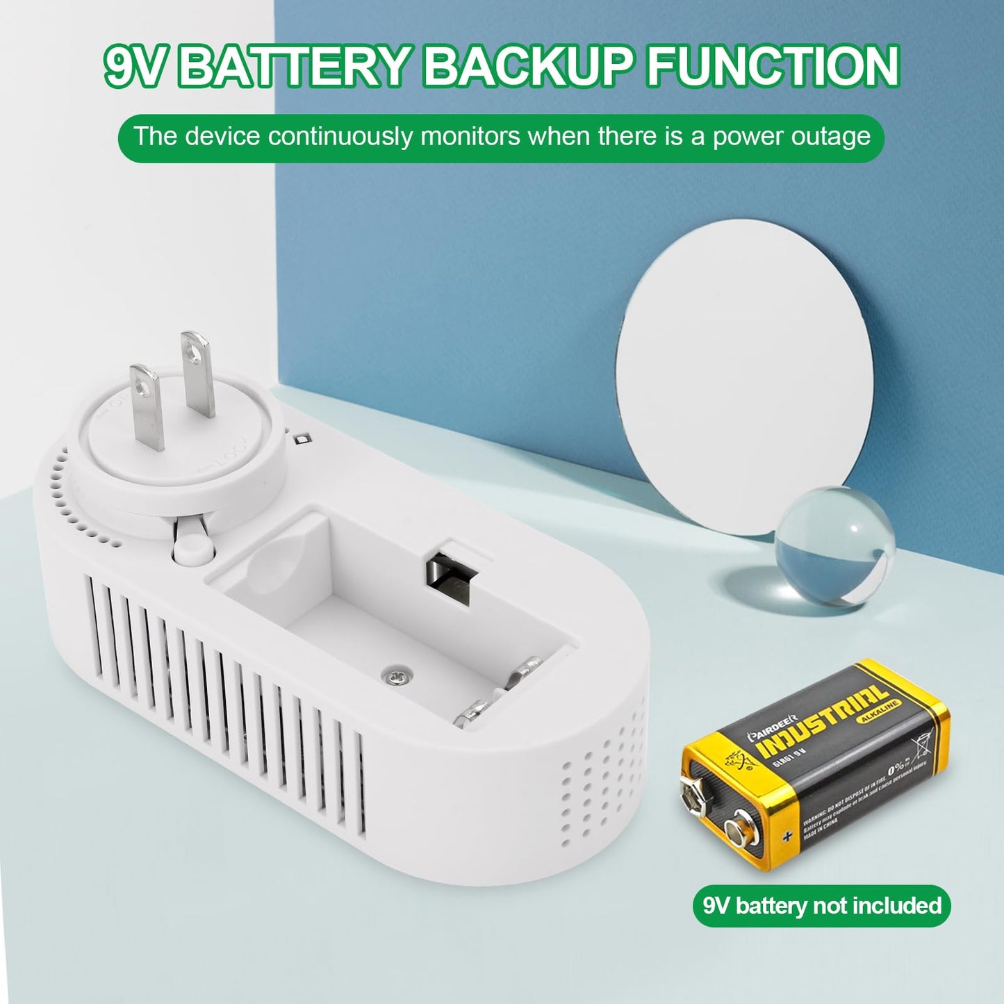 5-in-1 Combination Gas & Carbon Monoxide Detector with Battery Backup,Plug in Natural Gas Detector & CO Alarm with Temperature(°F) & Humidity Sonsor,Propane & CO Detector for Home,RV,Apartment