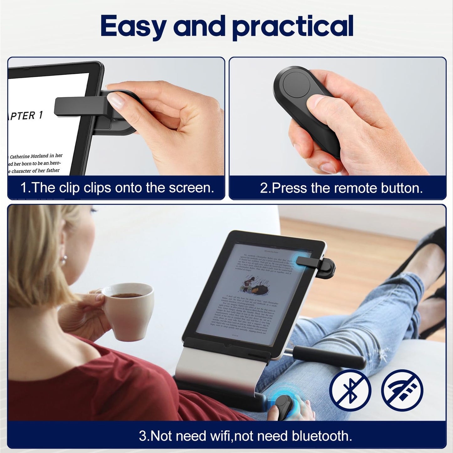 Datafy Remote Control Page Turner For Kindle Paperwhite Oasis Kobo Ereaders, Camera Camcorder Remote Controls, Page Turner Click