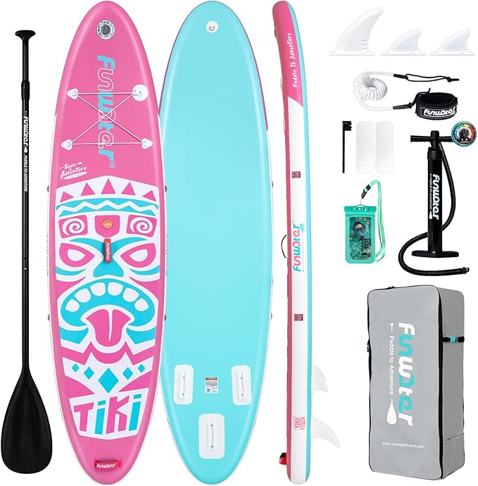 FunWater 8'/10'/10'6"/11'6" Inflatable Stand Up Paddle Board with Premium SUP Paddleboard Accessories, Wide Stable Anti-Sl...
