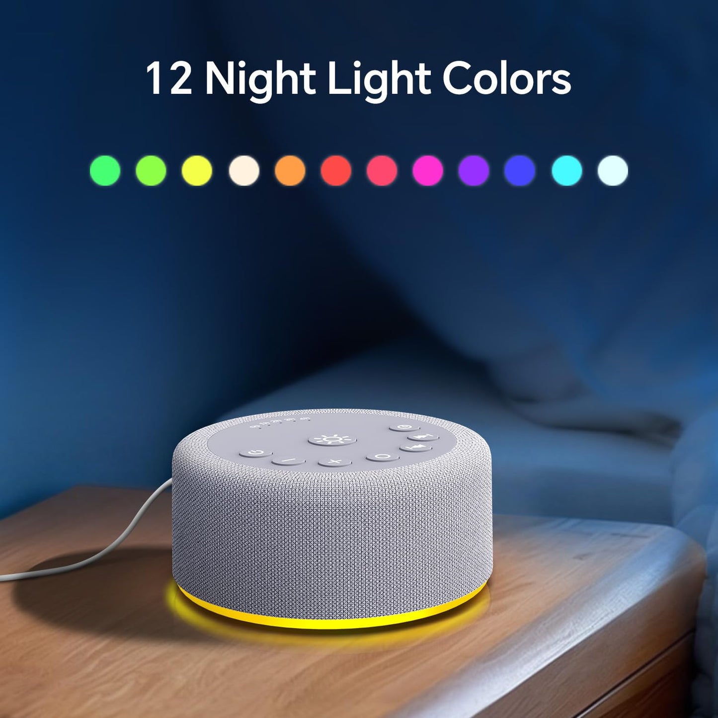 Sound Machine Night Light White Noise Brown Noise Machine 30 Non Looping Sounds 12 Lights 5 Timers 36 Adjustable Volume Memory Function Sleep Sounds Machine for Baby Kids Adult & Home Office Travel