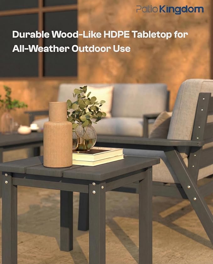 Patio Kingdom 7 Piece Patio Conversation Sets, Outdoor Couch with Washable Thick Gray Cushions, HDPE Patio Furniture Set with 12FT Umbrella, Outdoor Sectional Furniture for Backyard (Grey Frame)