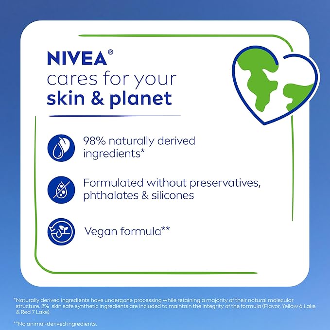 NIVEA Strawberry Lip Care, Tinted Lip Balm Pack with Shea Butter, Nourishing Oils and Vitamin C & E, 3-in-1 Moisture, Repair and Color, 0.17 Oz Stick, Pack of 4