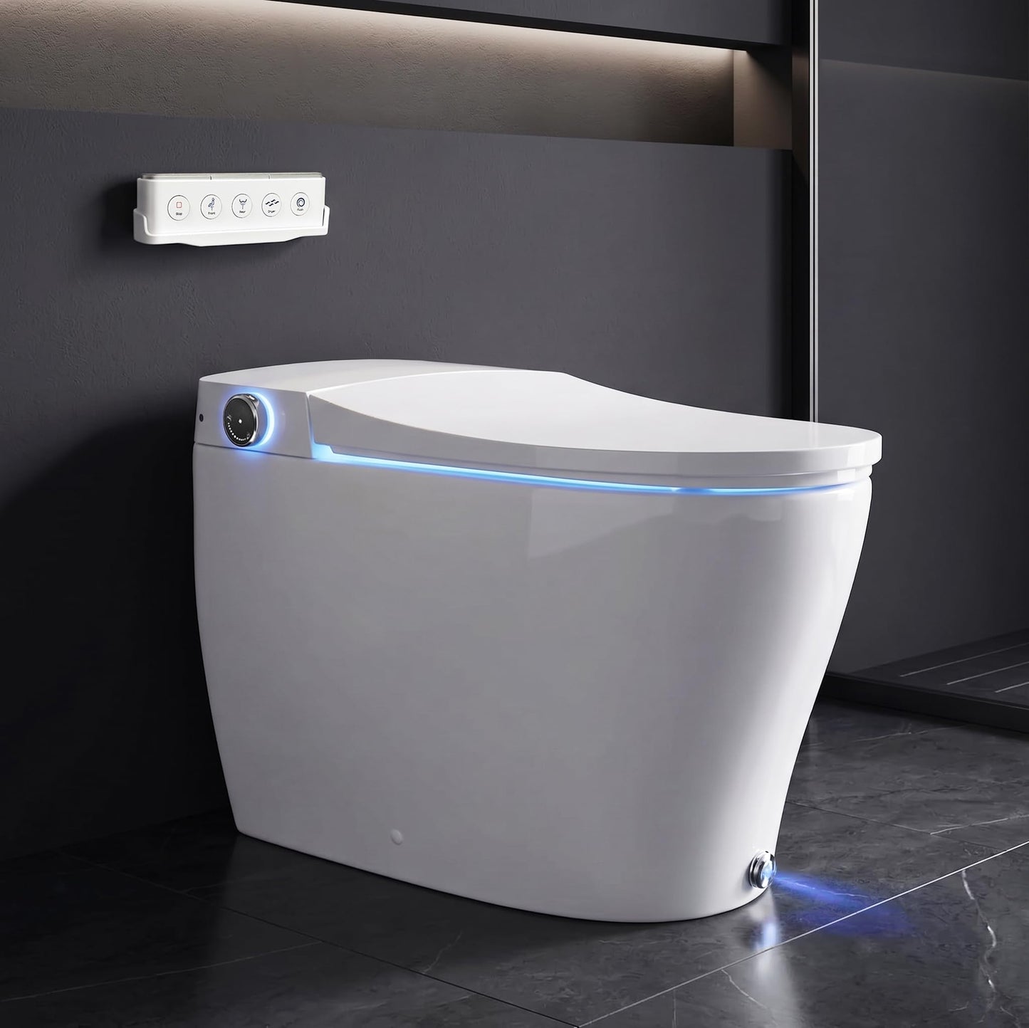 BidetMate 6000 Series Intelligent Bidet Japanese Toilet Combination – Hands-Free Open/Close toilet and bidet – Instant Heated Water, Dryer, & Seat – Quick Drying Cyclone-Dri, Auto Flush, Night Light