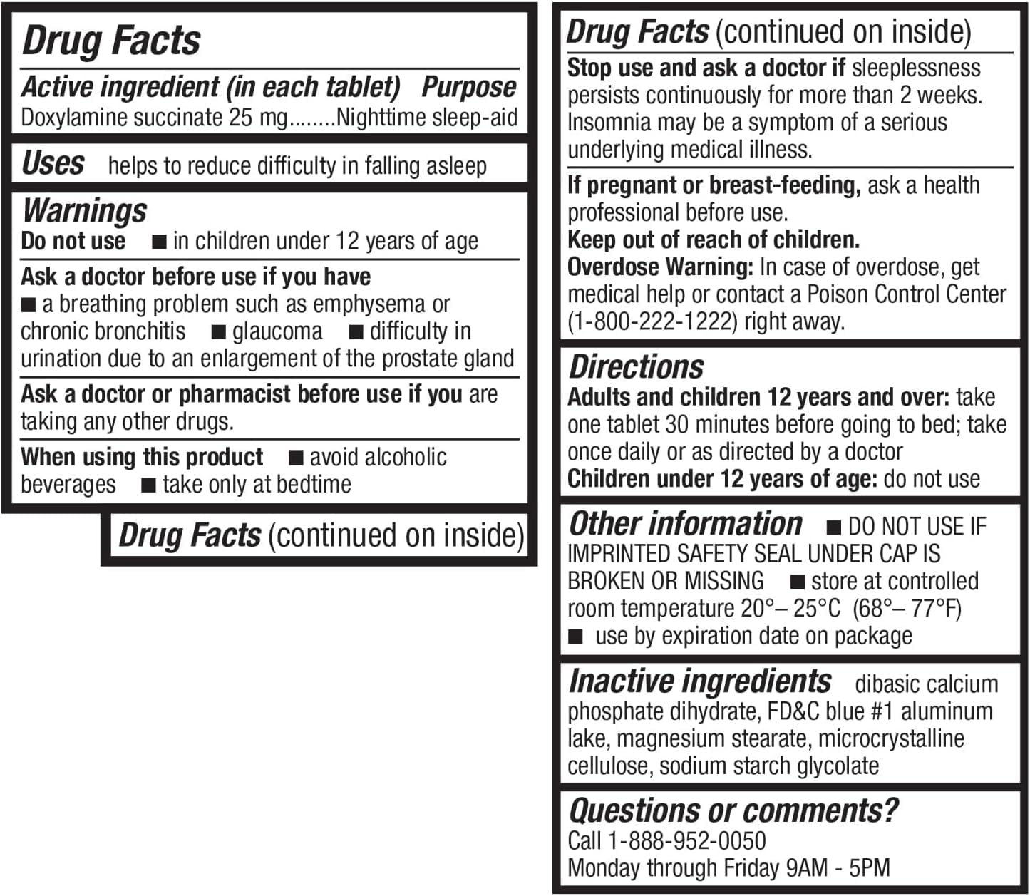 HealthA2Z® Sleep Aid | Doxylamine Succinate 25mg | (200 Counts (Pack of 2))
