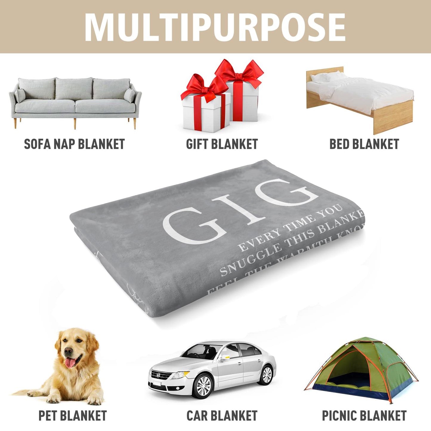 Gigi Gifts for Grandma, Gifts for Gigi Blanket, Grandma Birthday Gift from Grandkids, to My Gigi Blanket 50" x 60"