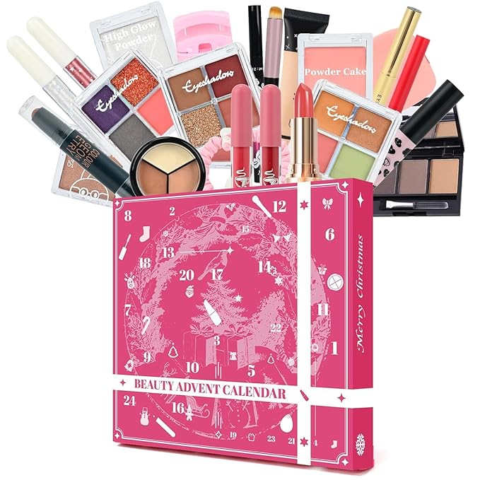 Makeup Advent Calendar 2025 for Women & Teen Girls, 24 Days Christmas Countdown Calendar Beauty Gift Set, 2025 Xmas Gift Surprise Box Calendar Full Makeup Kit
