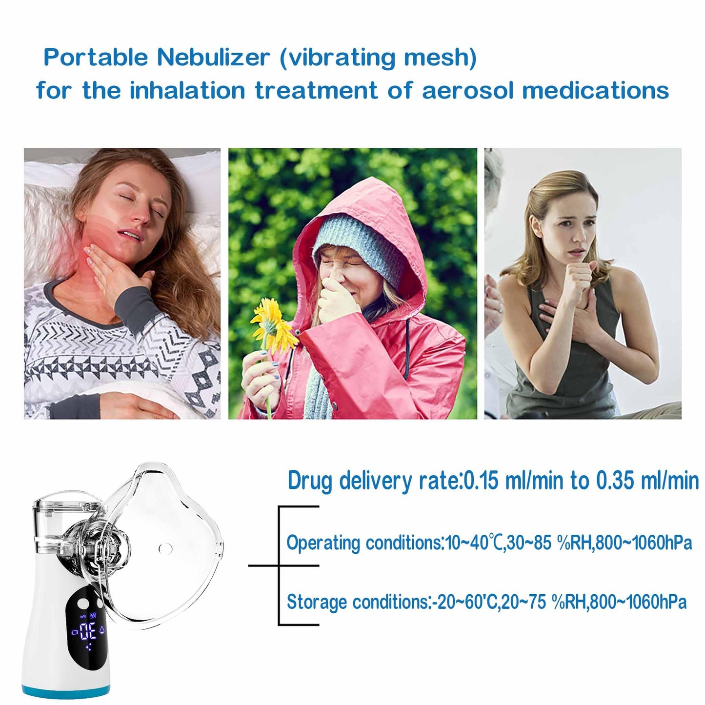Smart Rechargeable Portable Nebulizer with LCD Screen – Compact, Powerful & Ideal for On-The-Go, Home & Travel Use, Innovative Nebulizer for Enhanced Breathing