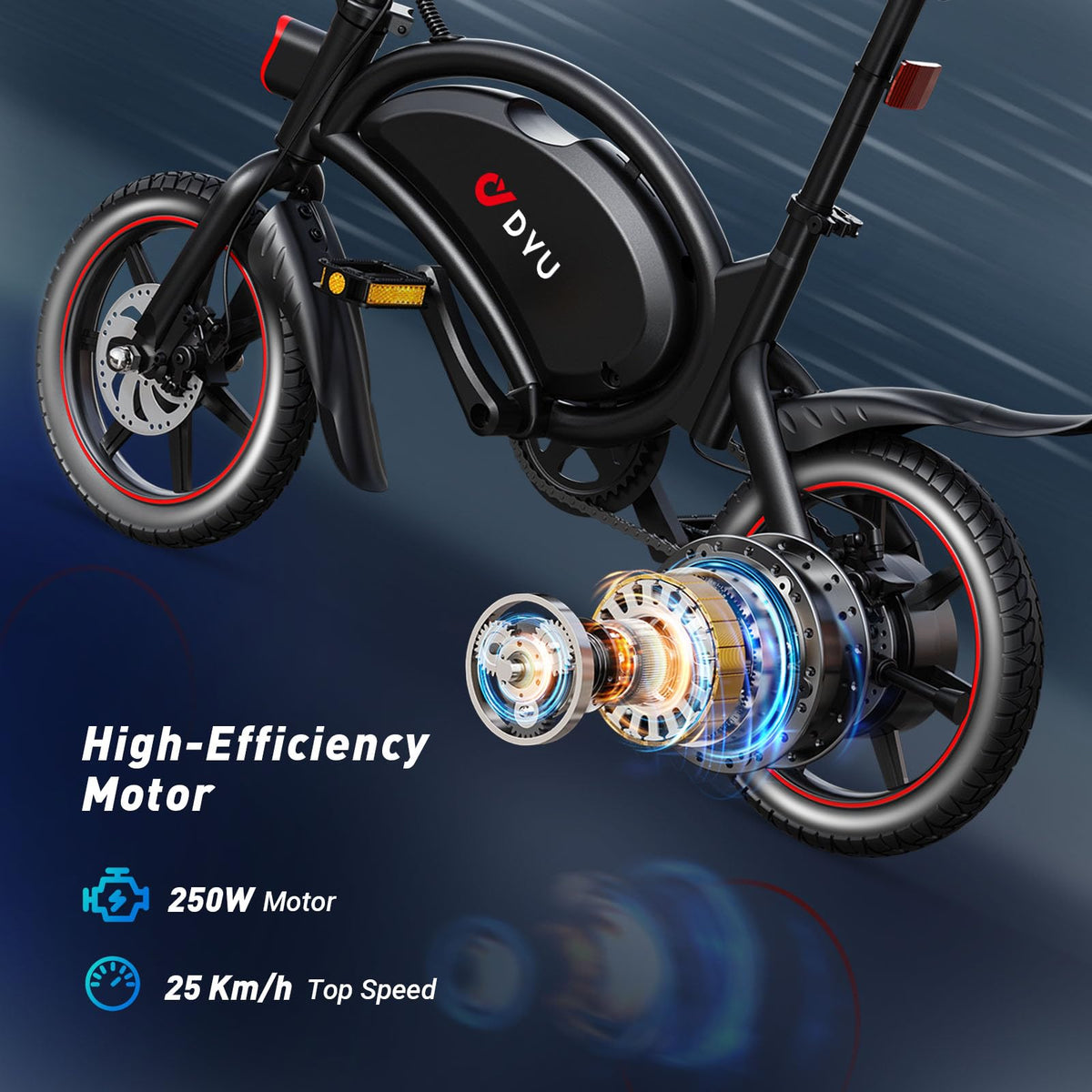 DYU Electric Bike for Adults, 14 inch Folding Electric Bicycle,Commuter City E-Bike wirh 350W Motor and 36V 10AH Lithium-Ion Battery,30~35 Miles Travel Range
