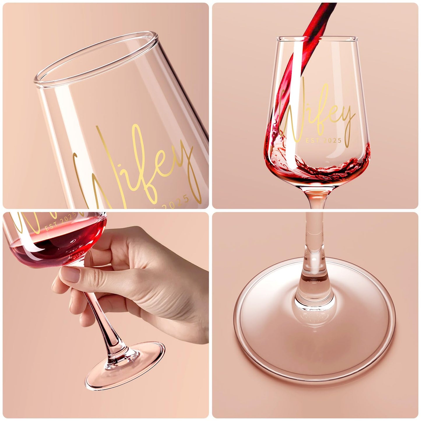 Astonlink Bridal Shower Gifts, Bride to be Bachelorette Gift for Bride, Wedding Gift Bridal Engagement Gifts for Couples - 15.5 Oz Wine Glass