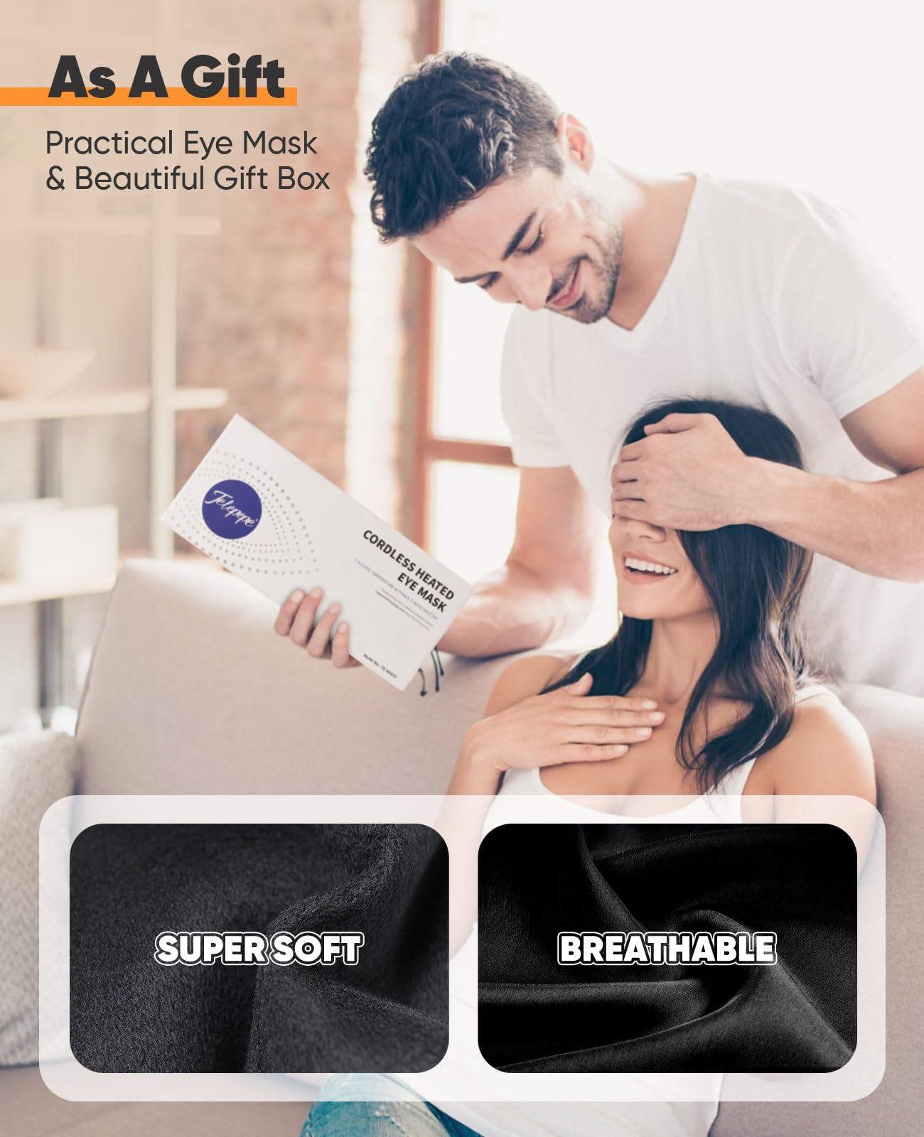 Heated Eye Mask, Cordless Warm Eye Compress for Dry Eyes Blepharitis, Light Blocking Heat Eye Mask for Men Women, 1000mAh Rechargeable Battery and Washable Cover (Black)