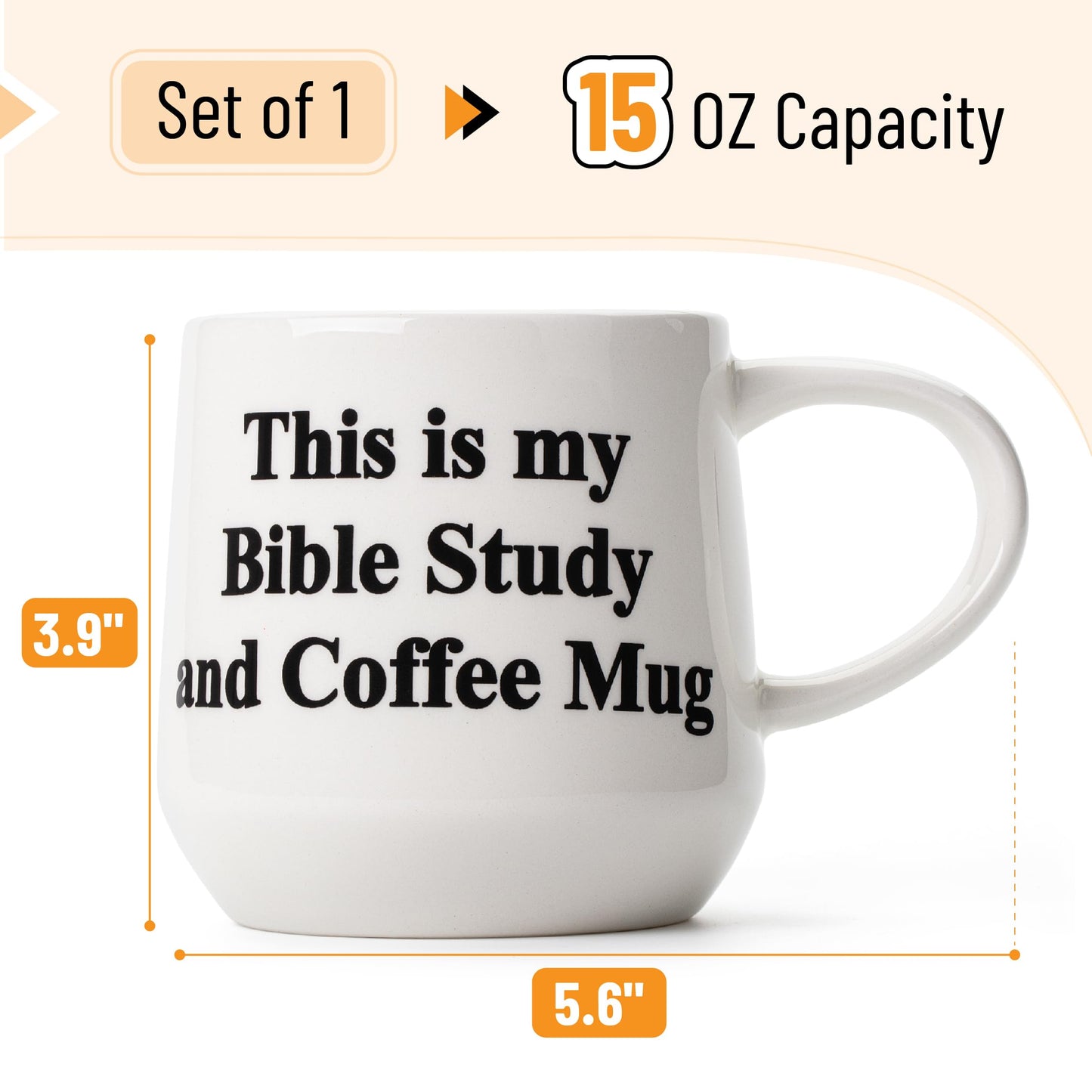 Mr. Pen- Christian Coffee Mugs for Women & Men, 15 oz, White with Bible Theme Design, Christian Mugs for Women, Coffee Cup Ceramic, Microwave Safe