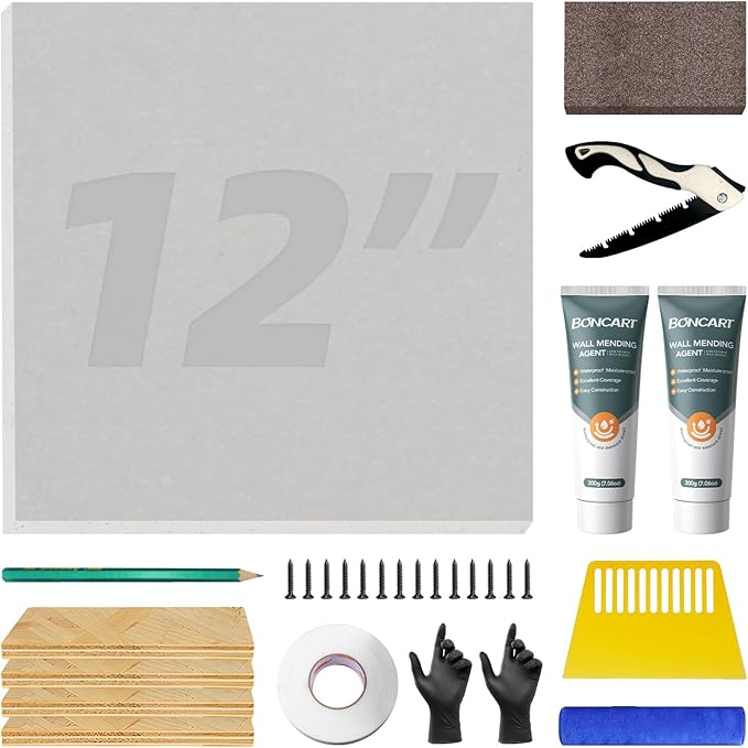 Drywall Repair Kit,Drywall Repair Panel 12” x12“,Drywall Patch Kit Large Hole,Sheetrock Repair Kit,Wall Surface Large Hole Fill Quick and Easy Solution