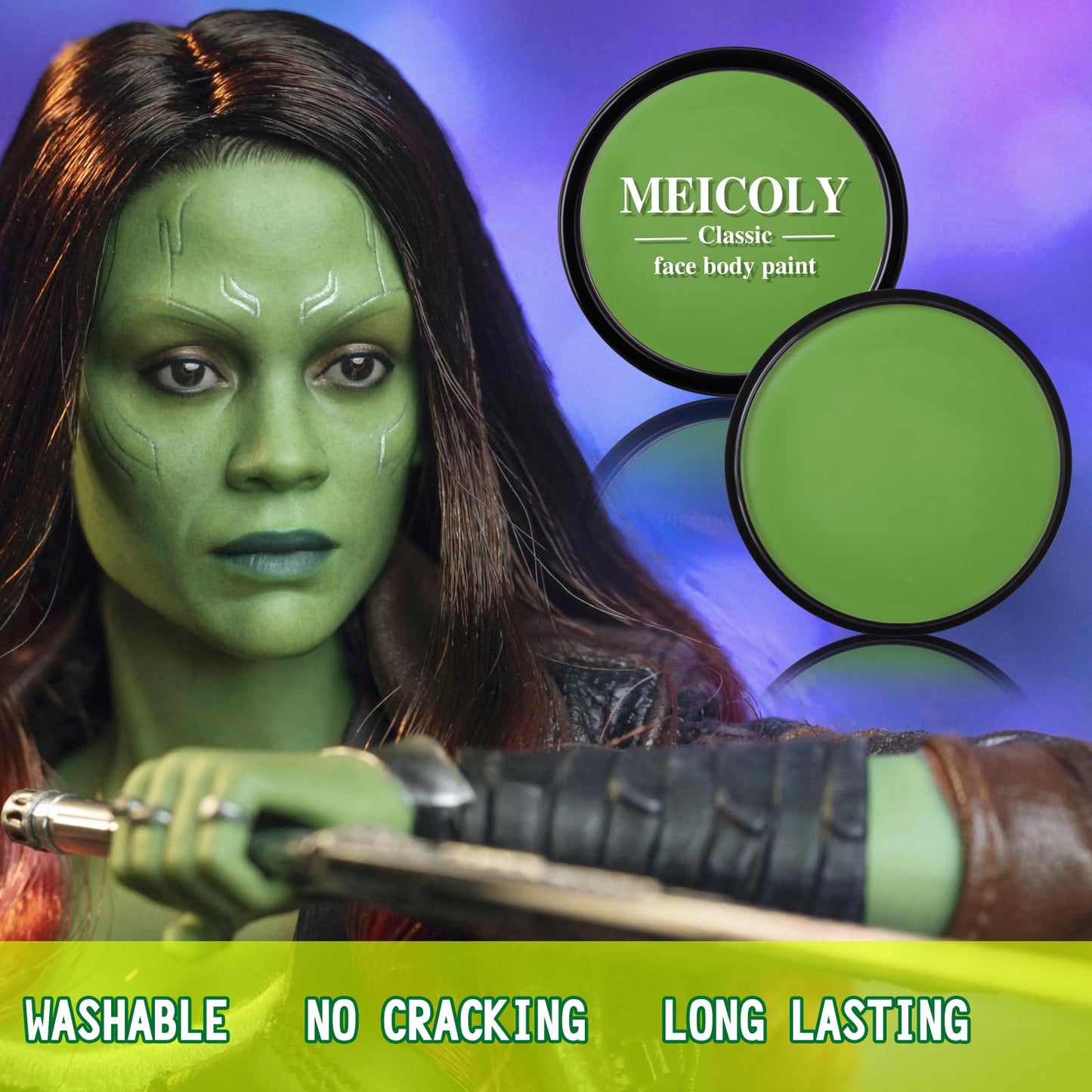 MEICOLY Light Green Face Body Paint,Washable St Patricks Day Face Paint Accessories,Green Makeup Face Painting for Adults and Ki
