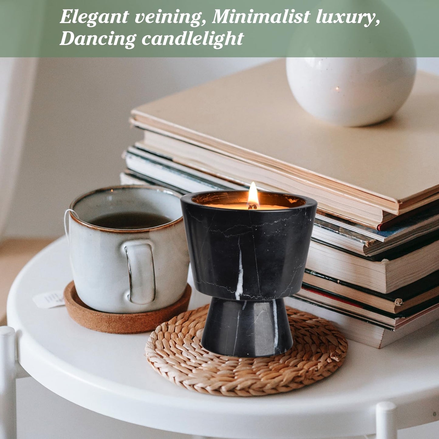 Premium Natural Soy Wax Candle in Solid Marble Container | All-Natural Scent/Long Lasting Burn Time | Elegant Recyclable Holder for Home Fragrance.Perfect for Gifting, and Seasonal Decrations.