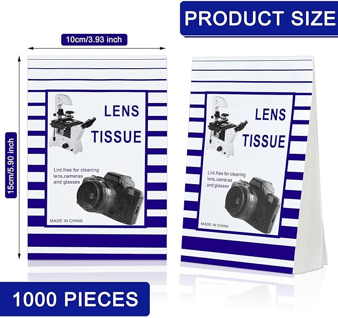 1000 Pieces Lens Cleaning Paper Tissue Lens Paper Bulk for Camera Lenses, Microscopes, Computer Screens, Magnifiers, Glasses, 20 Booklets