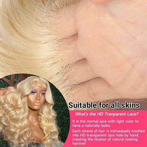 Lotulo 613 HD Lace Frontal Wig 13x6 200 Density, Blonde Lace Front Wigs Human Hair, Pre Plucked Bleached Knots with Baby Hair Natural Hairline Body Wave 613 Lace Front Wig Human Hair (28 Inch)