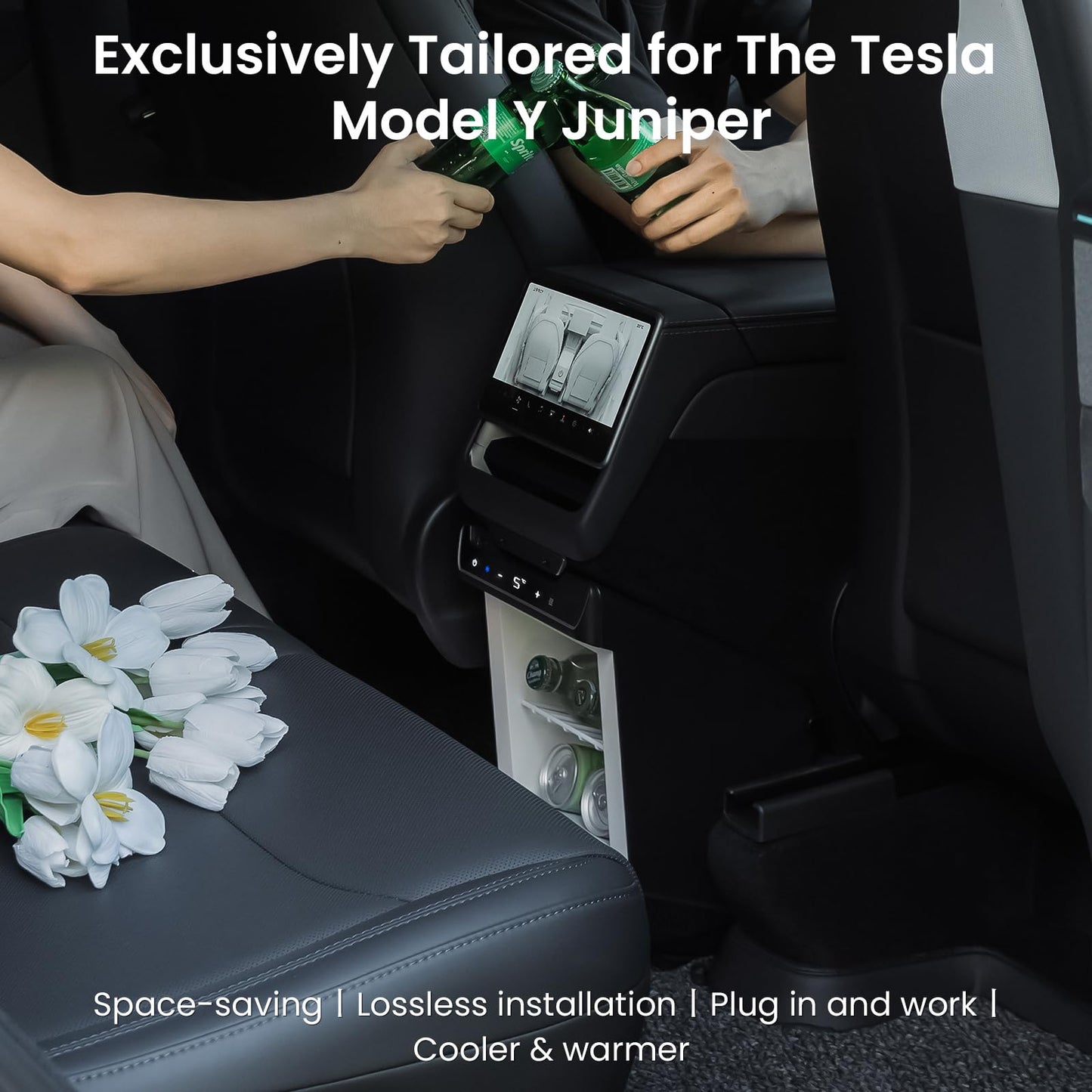 WinTang Car Refrigerator for Tesla Model Y Juniper, Rear Center Console Fridge for Tesla Model Y 2026~2025, Cooler & Warmer, Portable Freezer for Camping Traveling Commuting & Sports