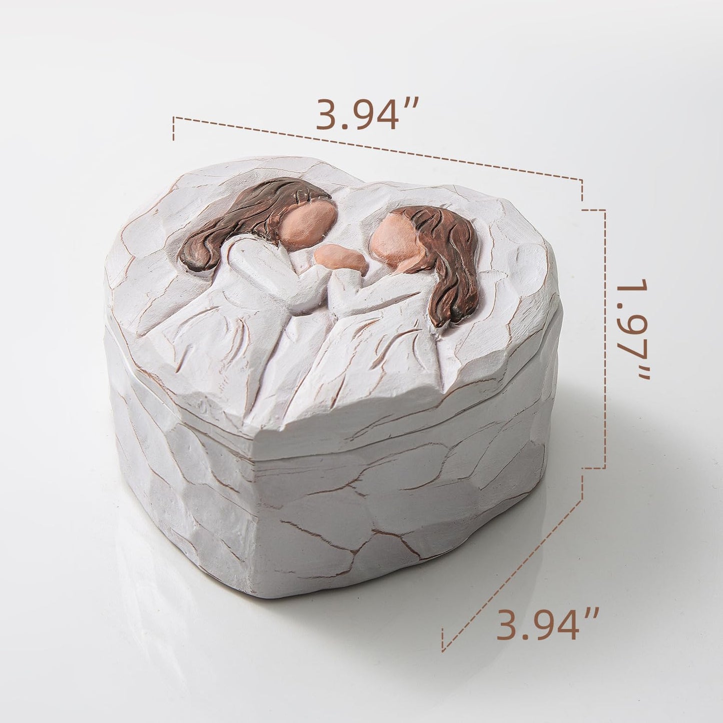 Sister Birthday Gifts, Sisters Gifts from Sister - Sister Figurines Small Keepsake Box - 3D Hand-Painted Sculpted Mothers Day Christmas Gifts for Sister in law, Soul Sister by Heart Decorative Boxes