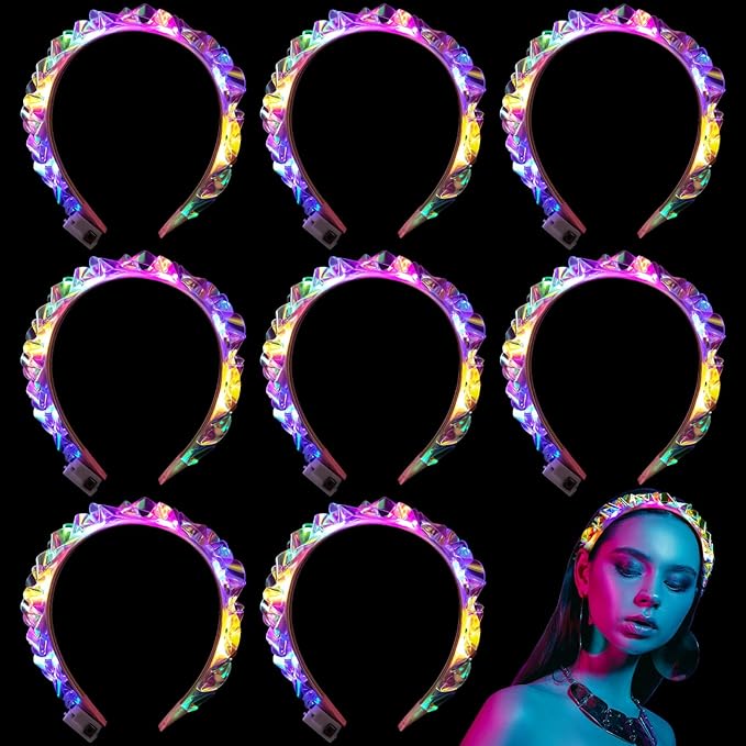 Tigeen Light up Headband LED Glow Headbands Glow in The Dark Headband LED Hair Accessories for Wedding Party Favor